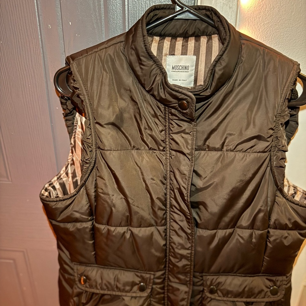 Moschino Chocolate Brown Puffer Vest